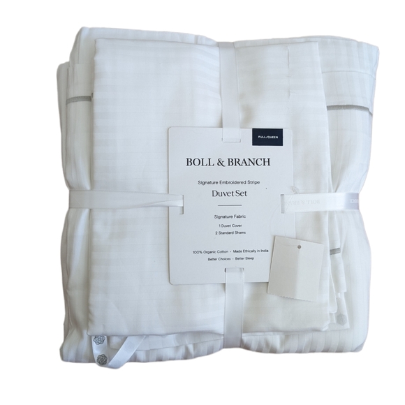 Boll & Branch Other - Boll & Branch Signature Stripe Duvet Set Full/ Queen